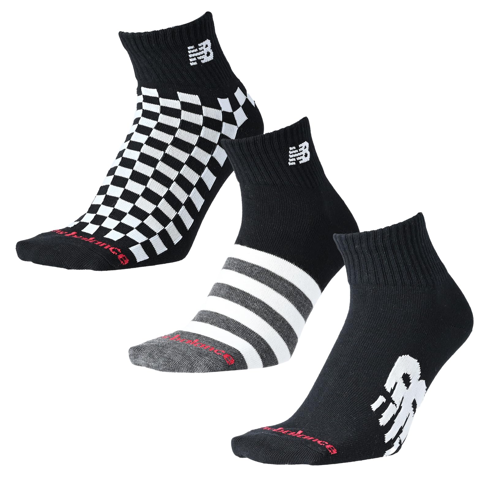 New Balance Men's Mid-Length 3-Piece Socks (LAS55637) - 3 Socks (3 Pairs, 3 Pack)
